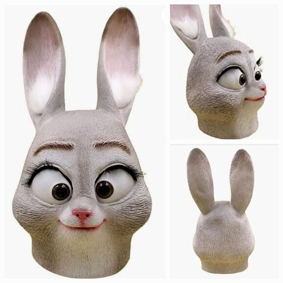 🔸️Deluxe Bunny Full Head Latex Costume Mask - Picture 1 of 16